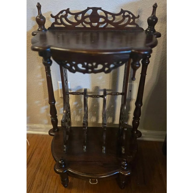 Vintage Victorian Style Table Magazine Rack Bottom Storage Chinese Chippendale For Sale In Savannah - Image 6 of 6
