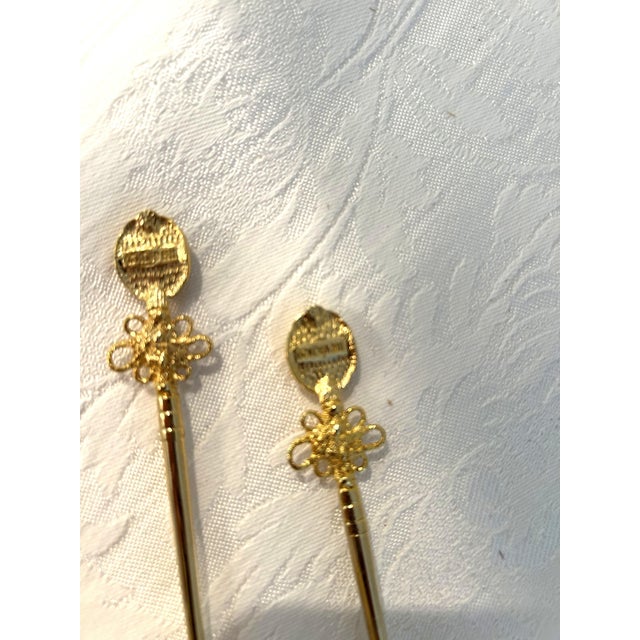 1940s Vintage Golden Bell Hors D" Oeuvre Forks & Spoons, Set of 12 For Sale - Image 5 of 5