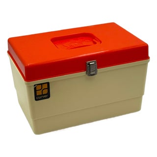 Curver Sewing Box Organizer in Beige and Orange Plastic, Netherlands. 1970s For Sale