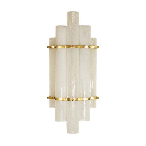 1980s Blown Murano Glass Tubes and Brass Wall Lights, 1980s, Set of 2 For Sale - Image 5 of 7