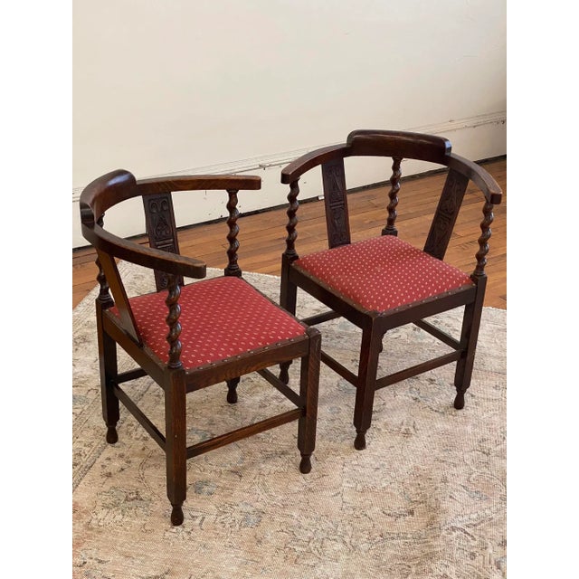 Circa 1890 English Barley Twist Corner Chairs- a Pair For Sale - Image 11 of 13
