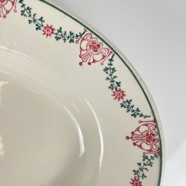 Early 20th Century Oval Platter with Pink and Green Garland Pattern from Longwy For Sale - Image 11 of 12