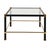 These handsome French glass-top side tables are wrapped in leather with green stitching and brass accents, in the style of...