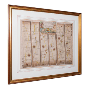 Antique Coaching Map, Salisbury to Campden, English, Framed Cartography, Ogilby