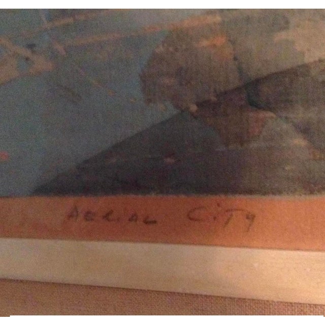 Mid-Century Modern Mid Century Modern Aerial City Serigraph on Board Dated 1958 For Sale - Image 3 of 9