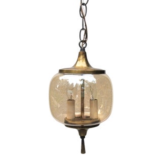 Mid-Century Smoky Glass Pendant Hanging Light For Sale