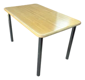 Late 20th Century Marcel Breuer Style Blonde Wood & Chrome Dining Table