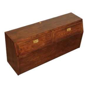 1970s Henredon 'Scene One' Campaign Style Oak & Brass Queen Storage Headboard