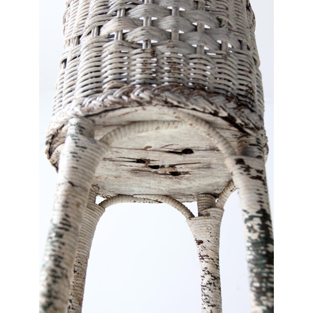 Antique Victorian Tall White Wicker Planter For Sale - Image 15 of 17