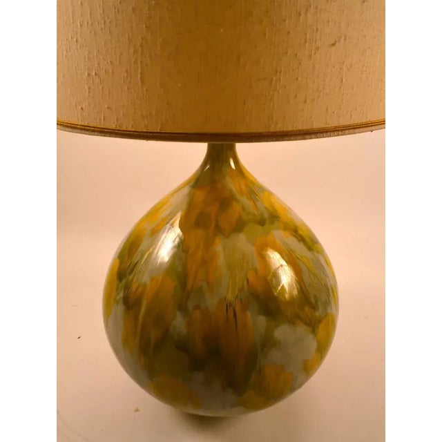 Ceramic Large Ceramic Drip Glaze Lamp With Original Shade For Sale - Image 7 of 9