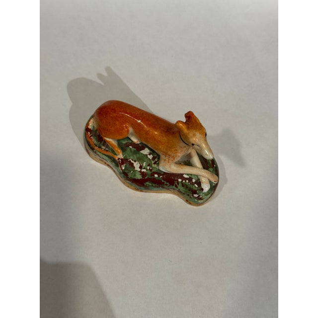 Staffordshire 19th Century Antique Victorian Staffordshire Greyhound Figurine For Sale - Image 4 of 4