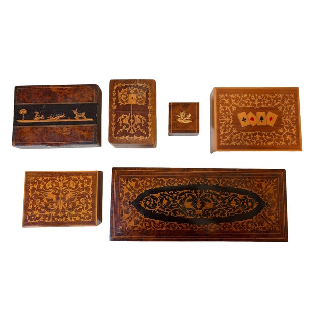 Vintage Italian Sorrento Marquetry Card Box For Sale - Image 4 of 4