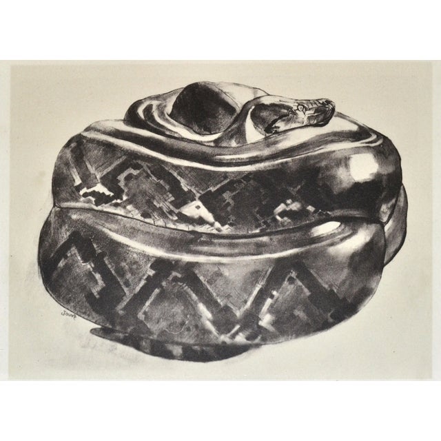 Mid-Century Modern Vintage Framed Sketch Snake From the Book Peinture Et Dessins De Paul Jouve 1930 For Sale - Image 3 of 13