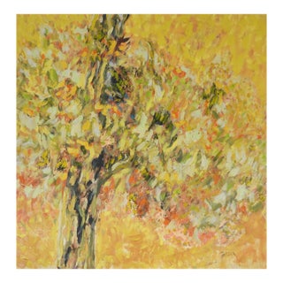 Contemporary Expressionist Yellow Tree Landscape Painting For Sale