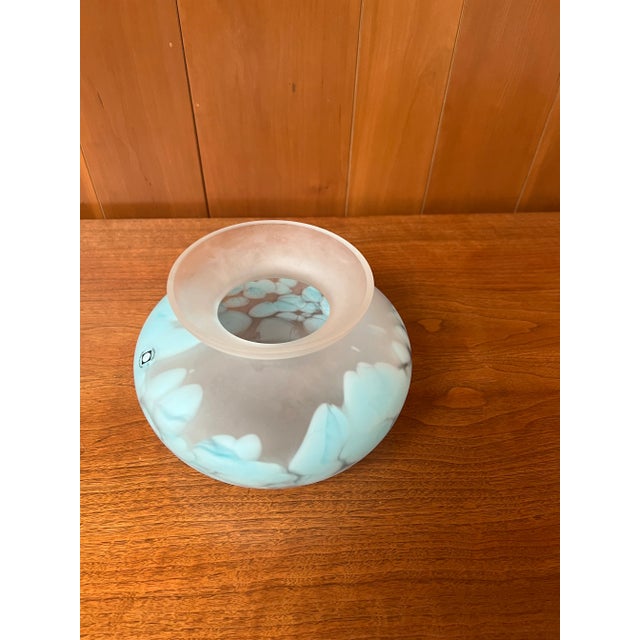 Vintage Mid-Century Pair of Hand Blown Vases - Tarnowiec Poland Semi Opaque Turquoise & Lime For Sale In Saint Louis - Image 6 of 18