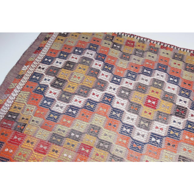 1940s Handmade Flatweave Multi Color Tones Vintage Cicim Kilim For Sale In Tampa - Image 6 of 11