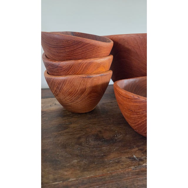 Mid 20th Century Danish Modern Sculptural Teak Caesar Salad Bowl Set, 5 Pieces For Sale In New York - Image 6 of 15