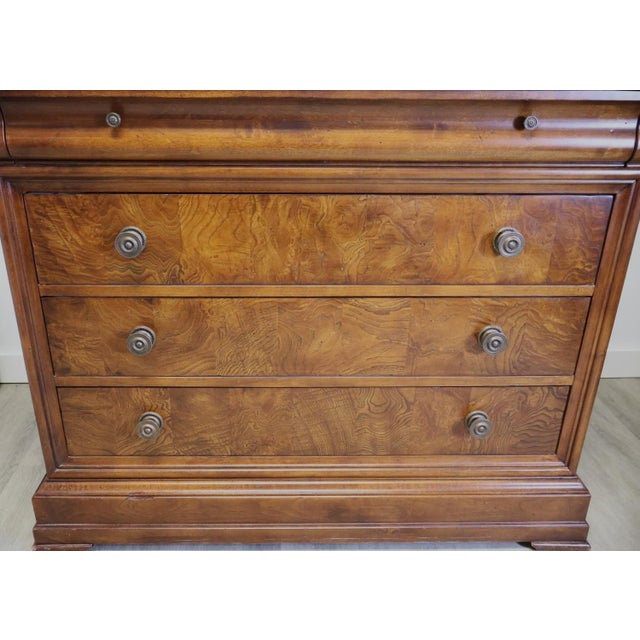 French Ethan Allen Townhouse Collection Burlwood and Marble Four-Drawer Bachelor's Chest, 2002 For Sale - Image 3 of 9