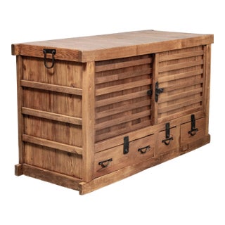 Antique Japanese Cedar & Elm Goshu Mizuya Kitchen Chest For Sale