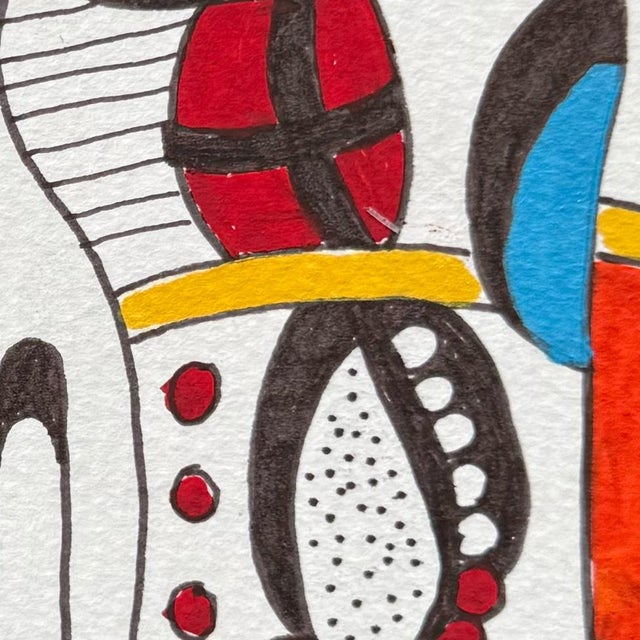 Abstract The Gathering — Nathalie Gribinski — Small Abstract Figurative Drawing (8 X 8 In, 2025) For Sale - Image 3 of 7