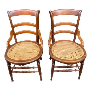Set of Two Victorian Cane Chairs For Sale