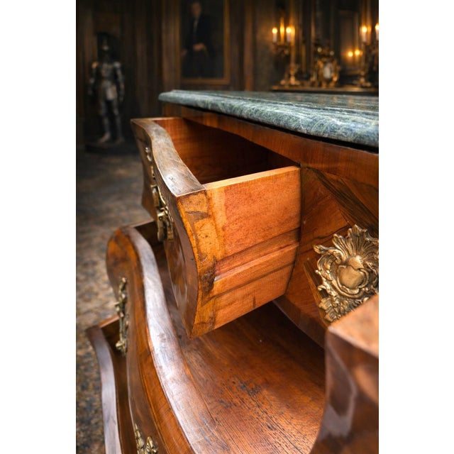 1860 French Artisan Louis XVI Mahogany Green Marble Commode For Sale - Image 13 of 18