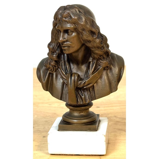 Bronze Reduction Bust of Molière by F. Barbedienne, after Caffieri For Sale In West Palm - Image 6 of 18
