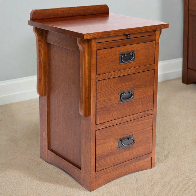 Crofter Style 3 Drawer End Table With Writing Tray- Walnut For Sale - Image 18 of 18