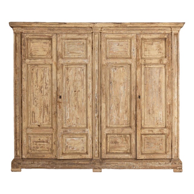 18th C. Italian Housekeeper's Cupboard / Entertainment Center in Original Paint For Sale
