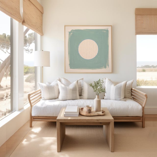 Sage Green Neutral Geometric Abstract Art Print by Emily Keating Snyder | 36 X 36 Print in Wood Frame For Sale - Image 4 of 4