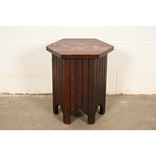 Wood Stickley Brothers Style Antique Mission Oak Arts & Crafts Tabouret Side Table, Circa 1910 For Sale - Image 7 of 7