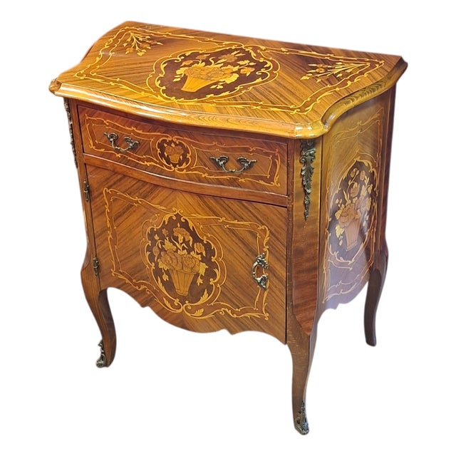 Vintage Italian Inlaid Cabinet with Bronze Inserts, 1960 For Sale