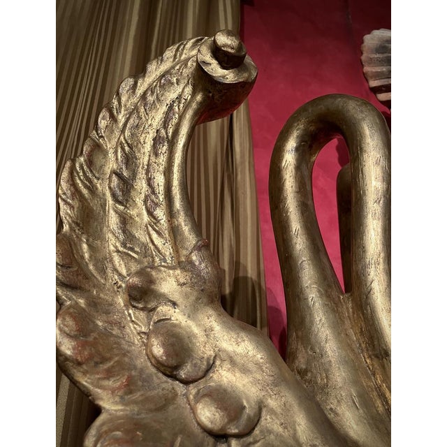 Ittalian Artist, Empire Period Decorative Swan Sculptures, 1800s, Giltwood, Set of 2 For Sale - Image 12 of 13