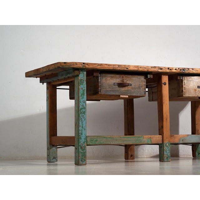 Rustic Vintage Worktable, 1920 For Sale - Image 3 of 12
