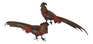 Antique Vienna Cold-Painted Bronze Pheasants - A Pair