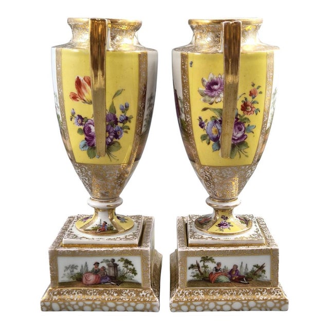 Architectural Porcelain Urns by Helena Wolfsohn for Dresden, 1880s, Set of 2 For Sale - Image 4 of 14