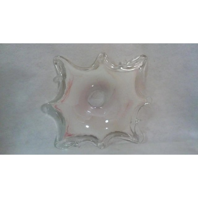 Glass Murano Pink and White Console Bowl For Sale - Image 7 of 11