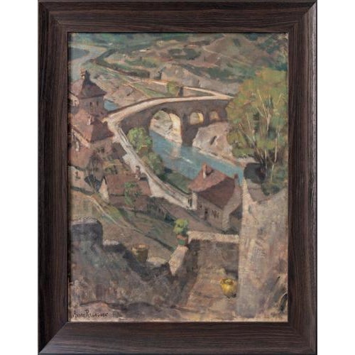 André Regagnon, Village View, Oil Painting on Canvas, Mid-20th Century, Framed For Sale - Image 6 of 10