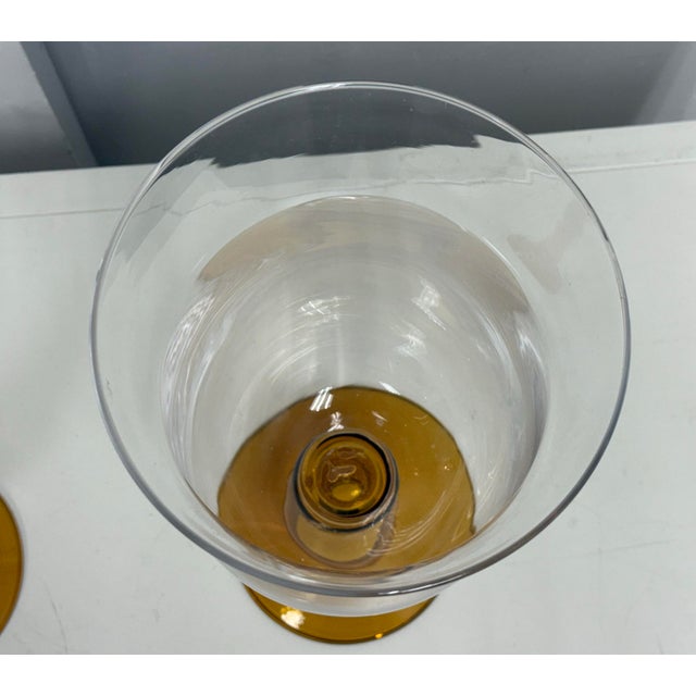 Early 21st Century Glass Pedestal Hurricane Candleholders, Pair For Sale - Image 5 of 12