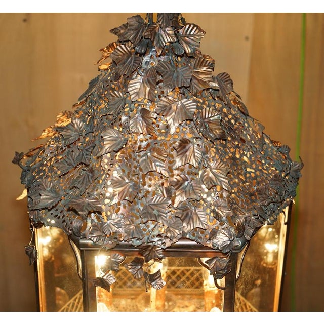 Italian Copper Floral Hanging Lantern, 1960s For Sale - Image 6 of 15