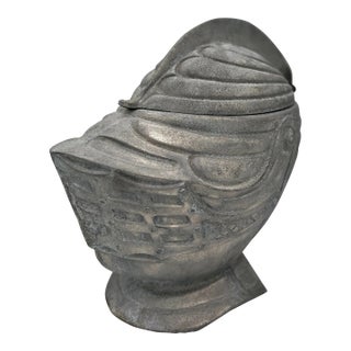 Vintage Pewter Knight’s Helmet Ice Bucket For Sale