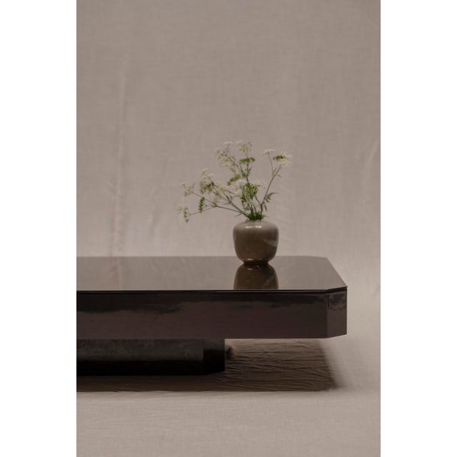 Space Age Coffee Table in Dark Brown Lacquer, 1970s For Sale - Image 6 of 9