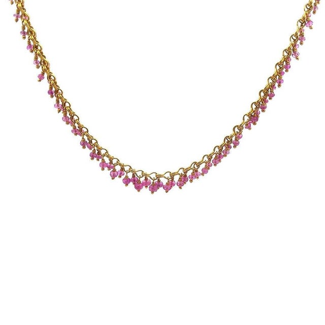 Gold 22k Gemstone Necklace Yellow Genuine Dangle Bead Collar Style For Sale - Image 4 of 8