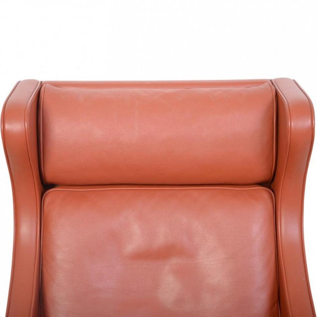 2204 Wing Chair in Cognac Leather by Børge Mogensen, 1990s For Sale - Image 3 of 18