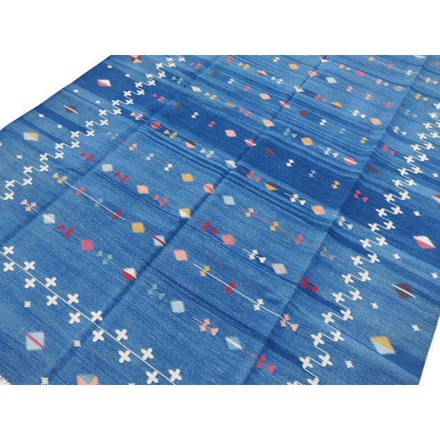 Not Yet Made - Made To Order Handmade Cotton Shooting Star Rug, Blue Multi 9'x12' For Sale - Image 5 of 11
