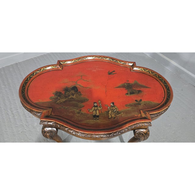 1920s Burr Walnut and Chinoiserie Coffee Table, 1920s For Sale - Image 5 of 8