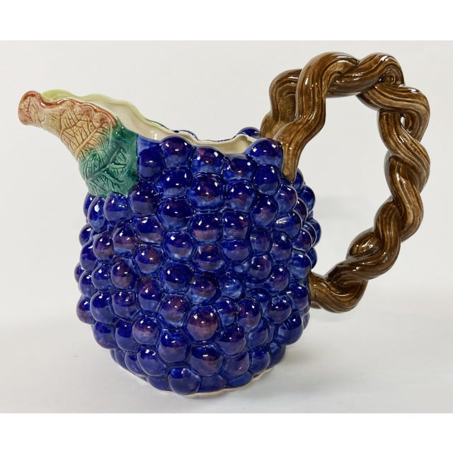 Fitz and Floyd Vintage Fitz and Floyd Ceramic Grape Motif Pitcher For Sale - Image 4 of 7