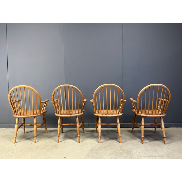 Rustic English Windsor Style Dining Chairs, 1960s, Set of 4 For Sale - Image 3 of 13