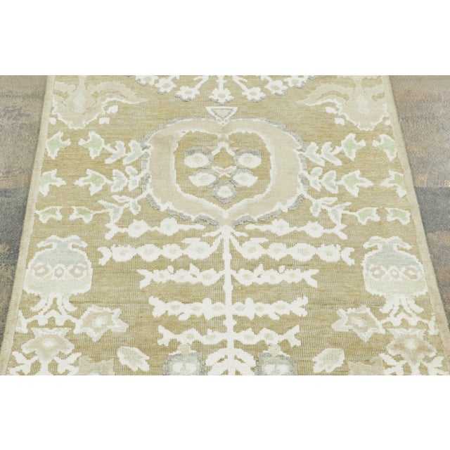 2020s Contemporary Block Print Floral Natural Silk Runner by Rug & Kilim, India For Sale - Image 5 of 8