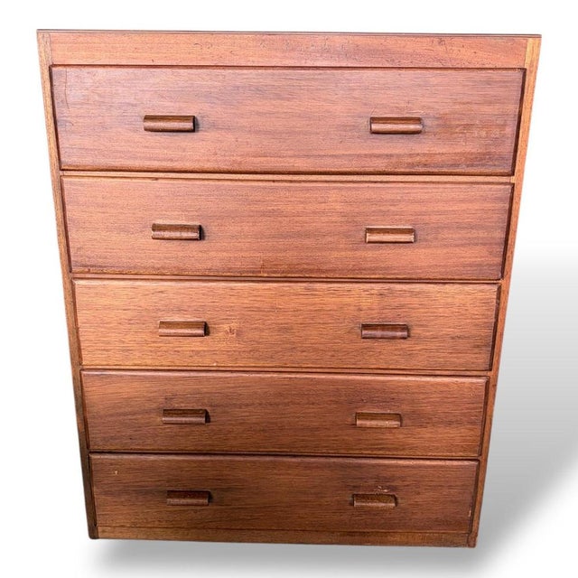 Mid-Century Oak Panelled Chest of Drawers, 1960s For Sale - Image 6 of 8